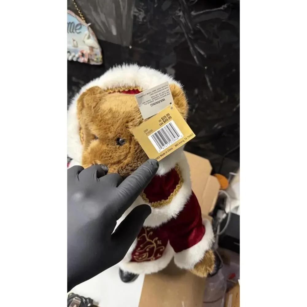 Holiday Elegance Christmas Bear Couple 22” Plush Figurines w Dogs Decor‎